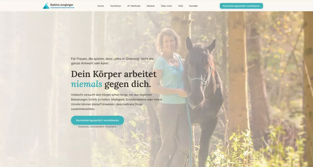 Neu gestaltete Website von Sabine Junginger für Gesundheitsarchitektur und ganzheitliche Beratung
