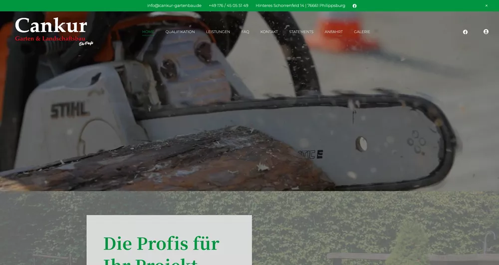 Website von Gartenbau Cankur mit Leistungen im Garten- und Landschaftsbau