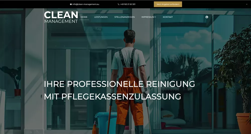 Website von Clean Management für Gebäudereinigung mit Progressive Web App