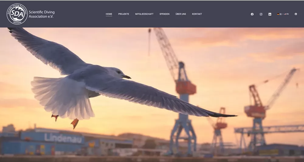 Zweisprachige Website der Scientific Diving Association e. V. in Kiel
