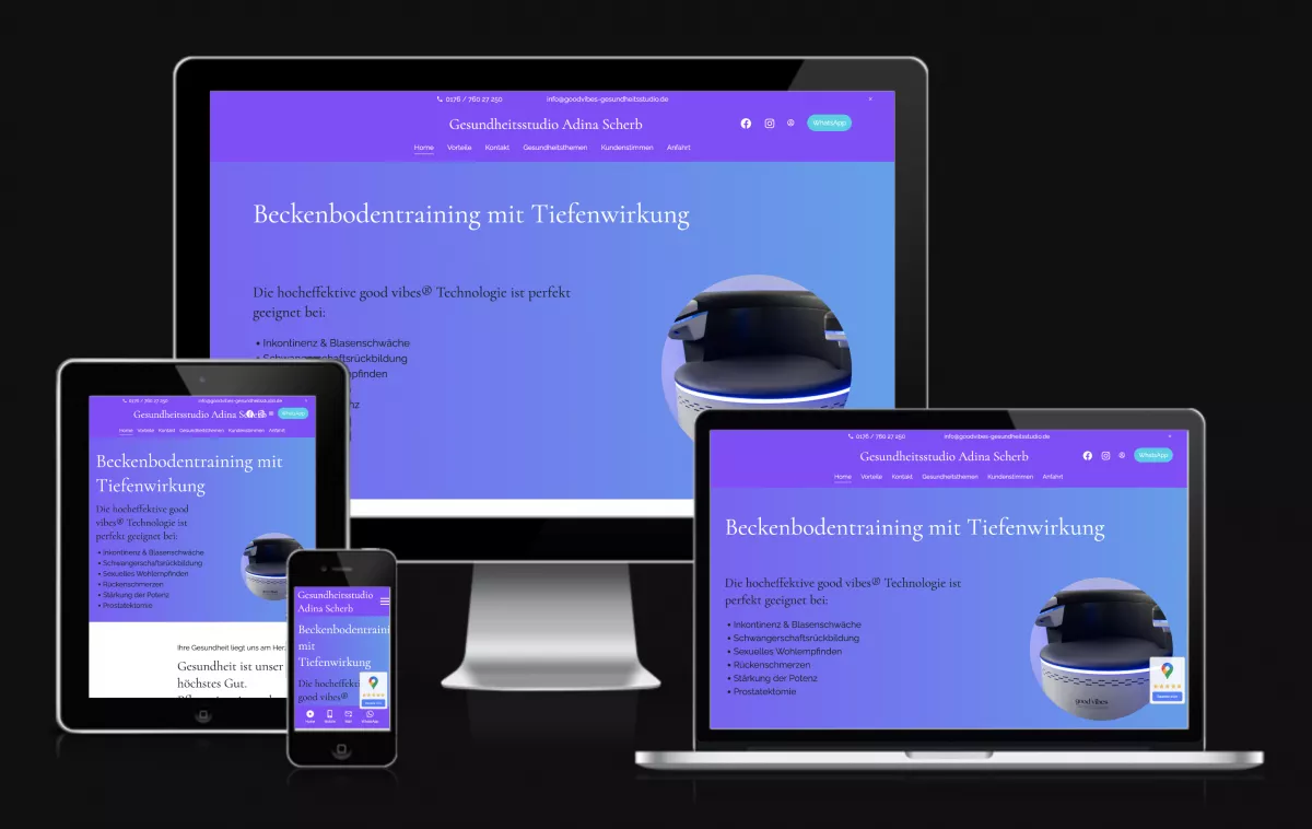 Bild zeigt die Website von Adina Scherb aus Weingarten, Gesundheitsstudio Bild zeigt die Website von Adina Scherb aus Weingarten, Gesundheitsstudio